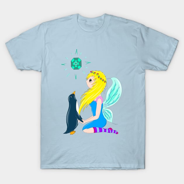 Aquamarine Crystal Fairy T-Shirt by MelanieJeyakkumar